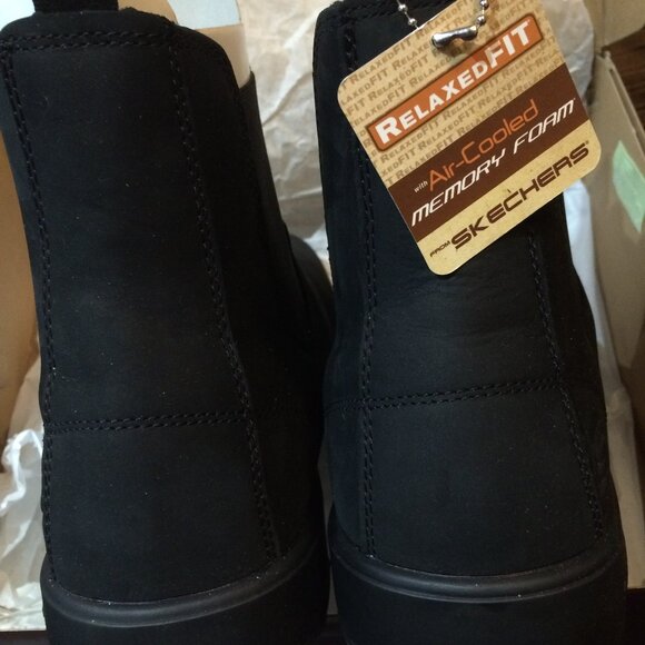 Men's Skechers Ankle Boots Black Leather Nubuck Size US 12 New - Picture 7 of 8